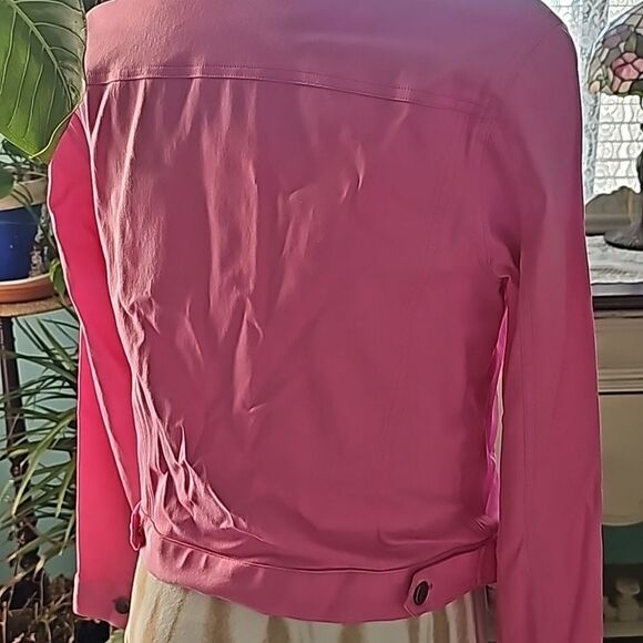 Pink stretch denim style jacket size 6 - Picture 3 of 9
